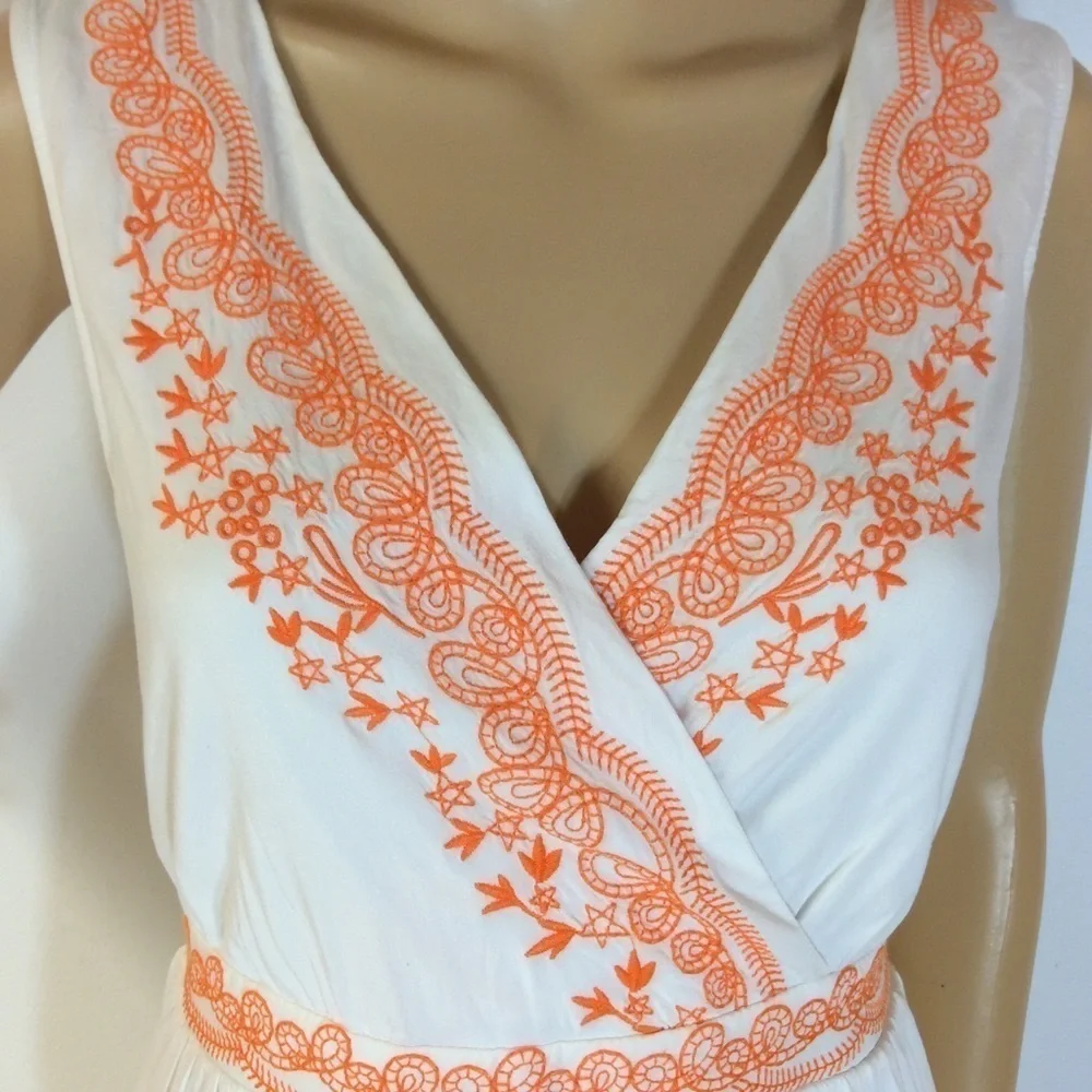 C. LUCE WHITE AND ORANGE DRESS - Picture 2 of 4